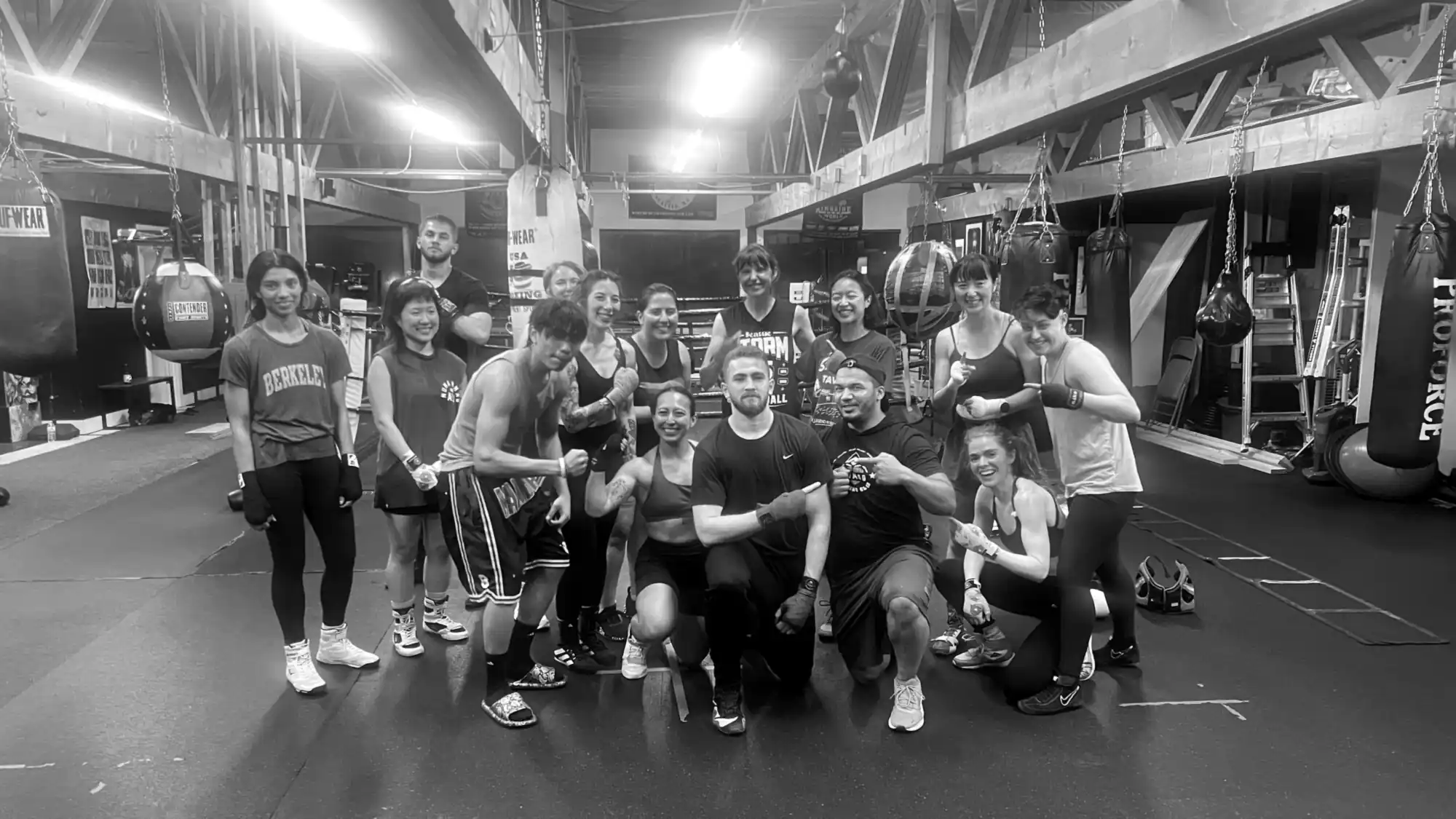K.O. Fitness members gathered together after a boxing class in Seattle